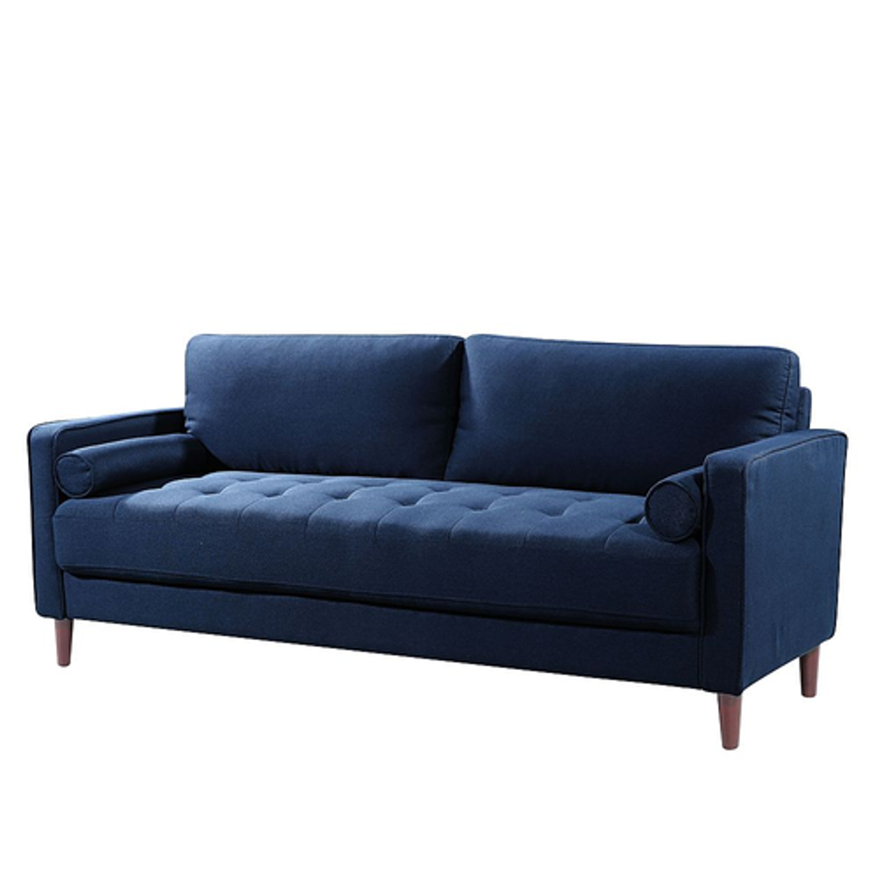 Lifestyle Solutions - Langford Sofa with Upholstered Fabric and Eucalyptus Wood Frame - Navy Blue