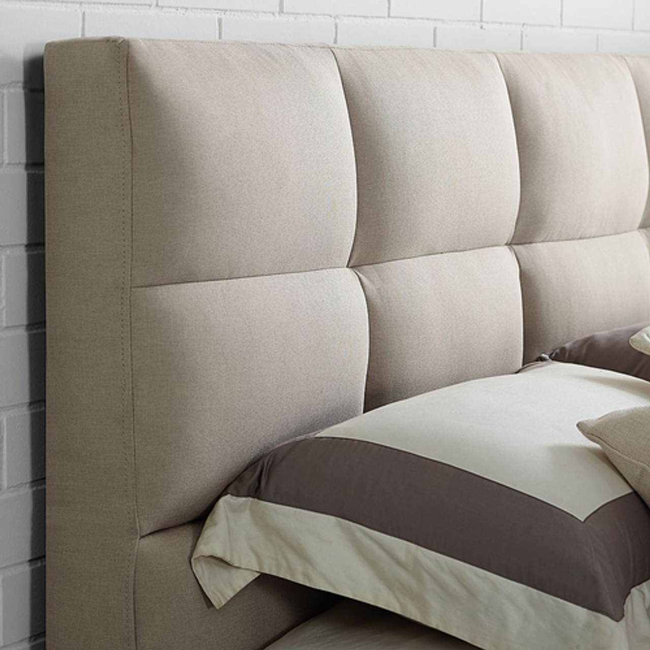 Serta - Zoey Upholstered Full Size Bed - Beige