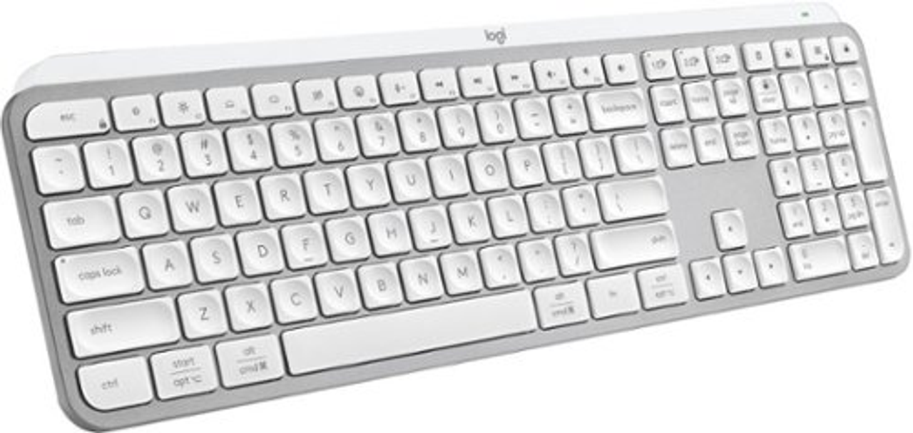 Logitech - MX Keys S Advanced Full-size Wireless Scissor Keyboard for PC and Mac with Backlit keys - Pale Gray