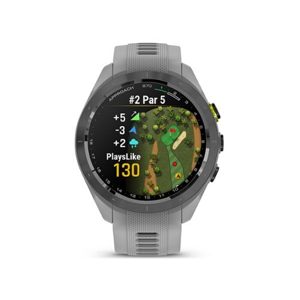 Garmin - Approach S70 GPS Smartwatch 42mm Ceramic - Black Ceramic Bezel with Powder Gray Silicone Band