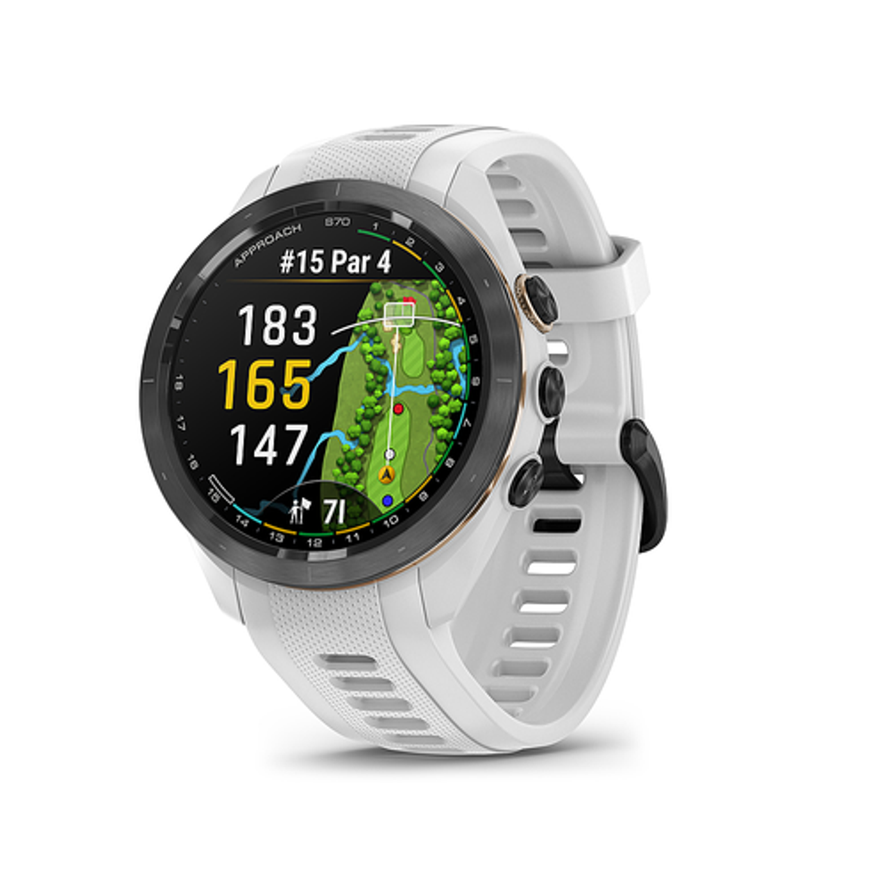 Garmin - Approach S70 GPS Smartwatch 42mm Ceramic - Black Ceramic Bezel with White Silicone Band