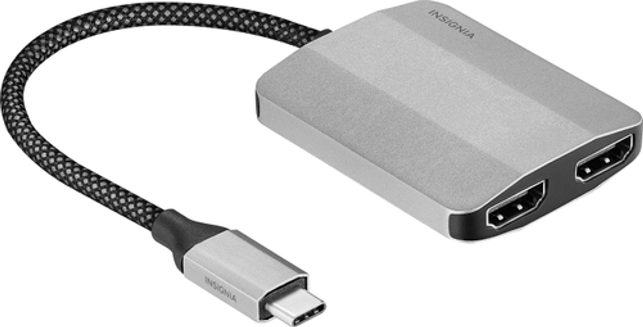 Insignia™ - USB-C to Dual 4K HDMI Adapter - Gray