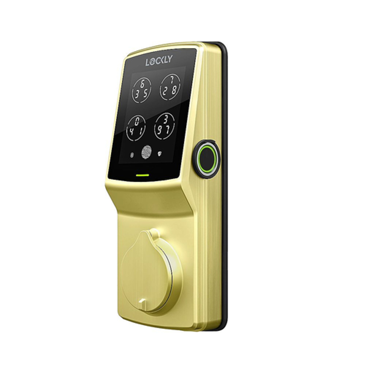 Lockly - Secure Pro Smart Lock Wi-Fi Retrofit Deadbolt with Touchscreen/Fingerprint Sensor/Key Access/Voice Control Access - Brushed Gold