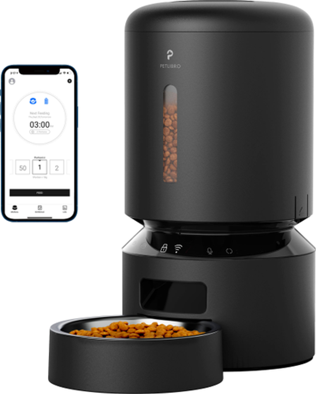 PetLibro - Granary WiFi Stainless Steel 5L Automatic Dog and Cat Feeder with Voice Recorder - Black