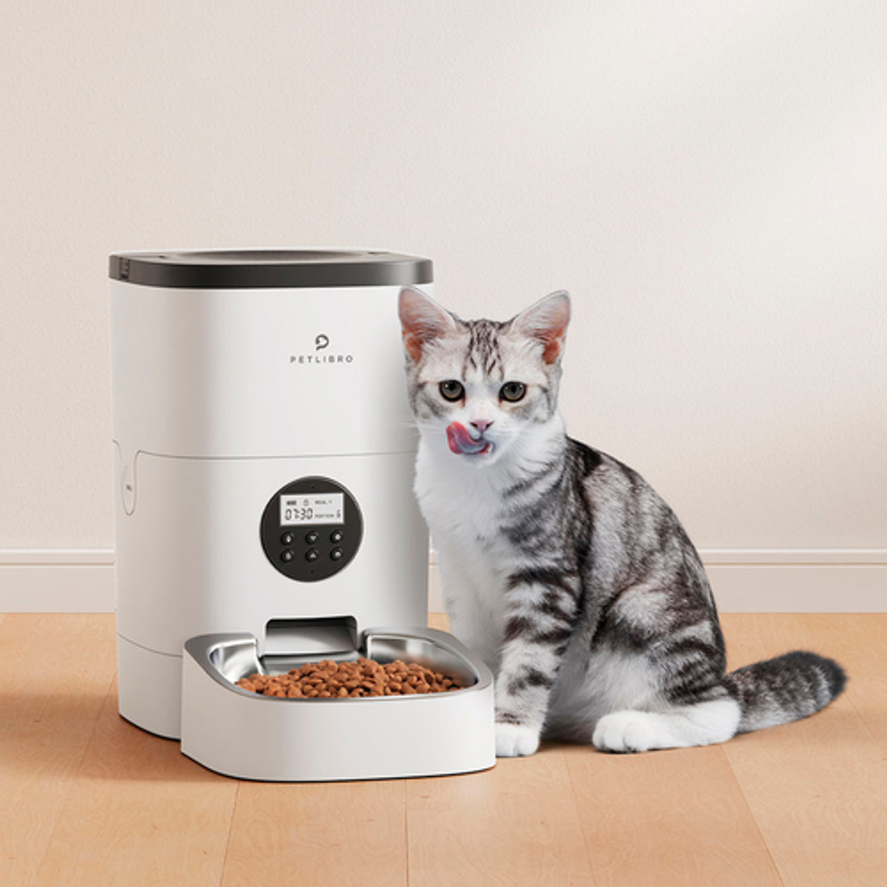 PetLibro - Stainless Steel 4L Automatic Dog and Cat Feeder with Voice Recorder - White