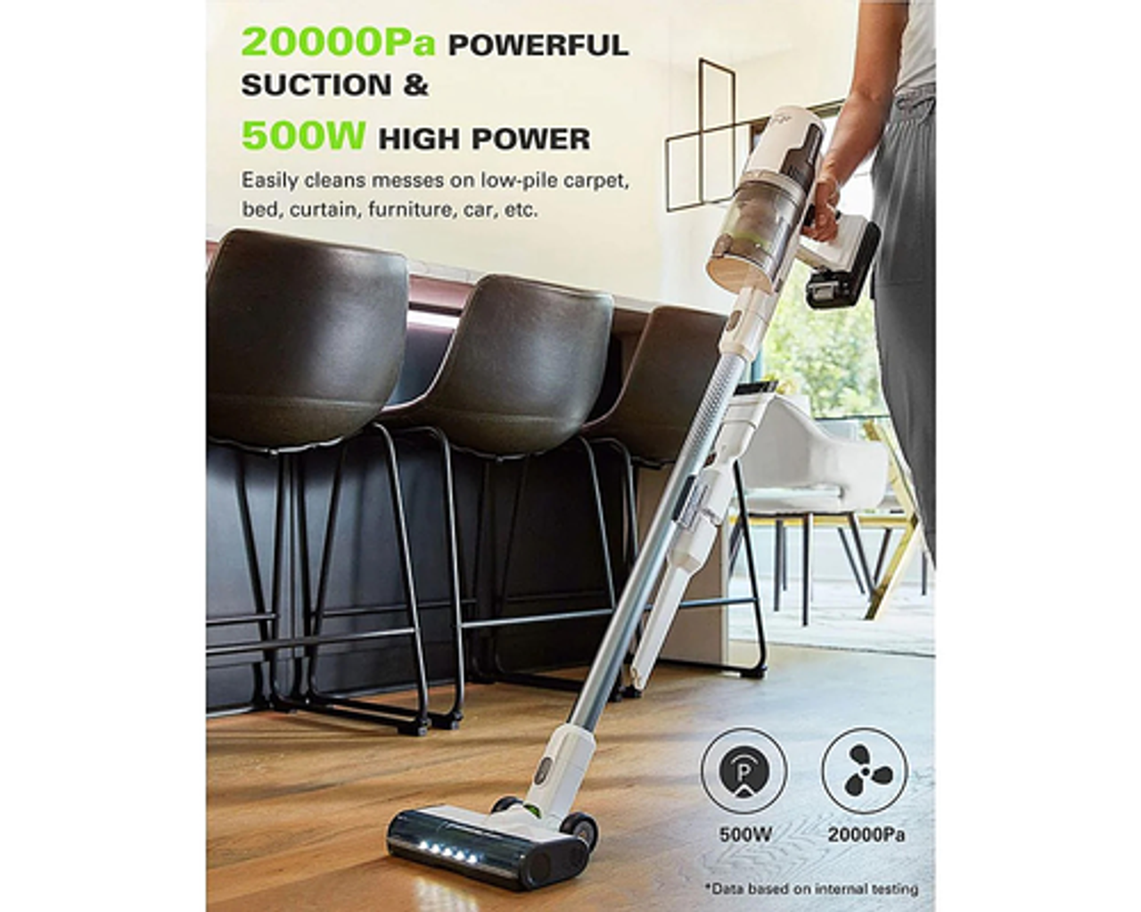 Greenworks - 24-Volt Stick Vacuum with 4ah Battery, Attachments, & Charger - White