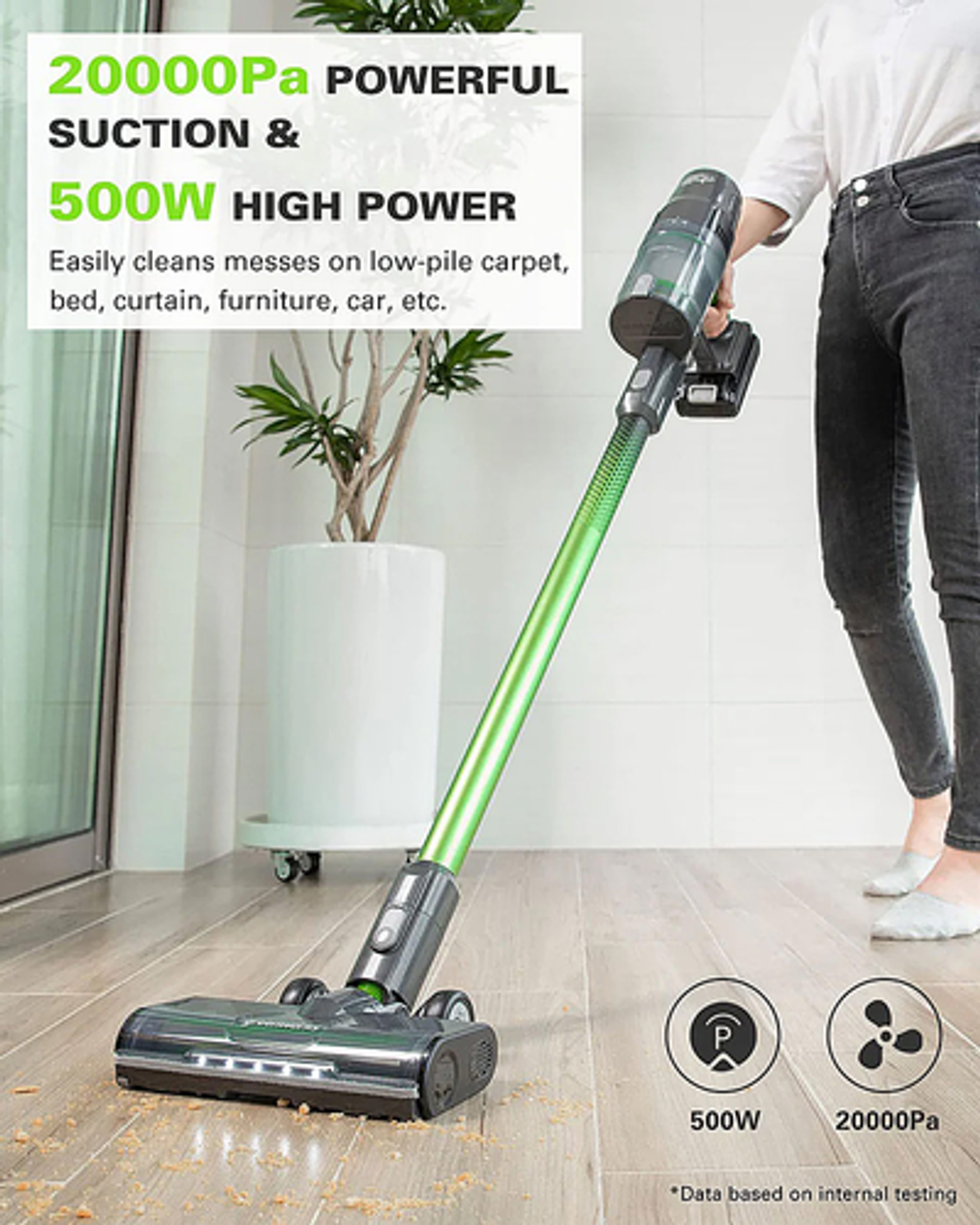 Greenworks - 24-Volt Stick Vacuum with 4ah Battery, Attachments, & Charger - Green