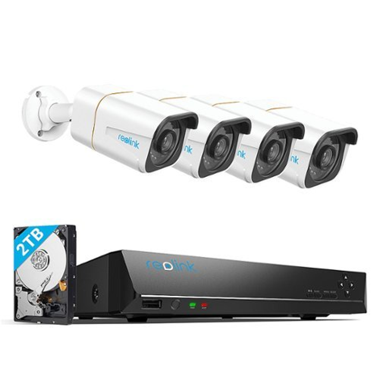 Reolink - 10MP 8 Channel NVR System with 4x Bullet Cameras - White,Black