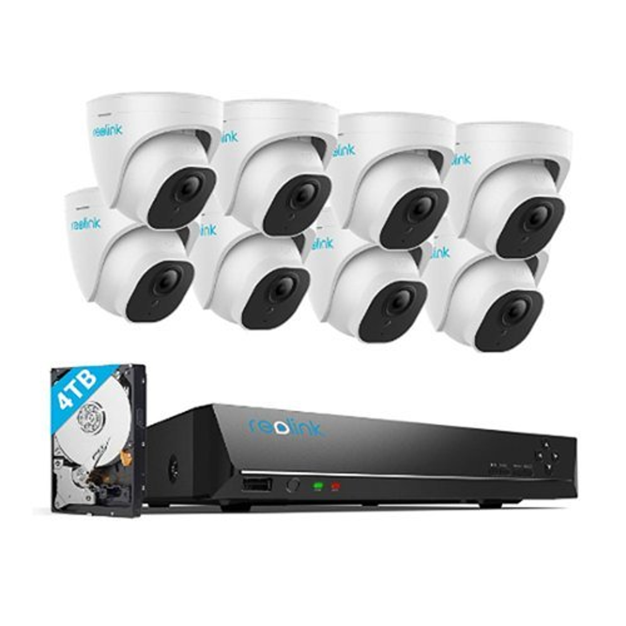 Reolink - 16 Channel 5K UHD NVR 8x5K Dome Cameras with Smart Detection Security System - White,Black