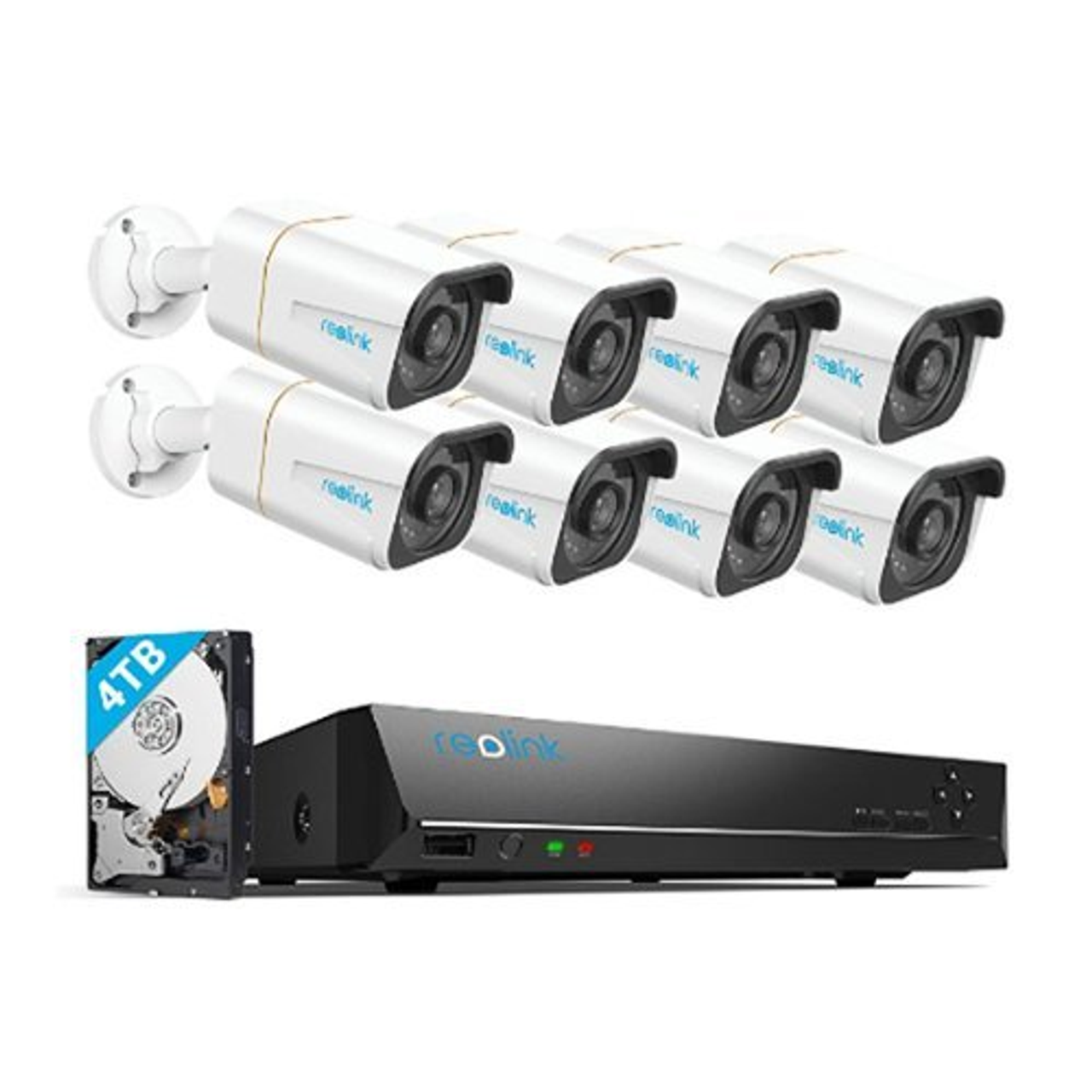 Reolink - 16 Channel 5K NVR 8x5K Bullet Cameras with Smart Detection Security System - White,Black