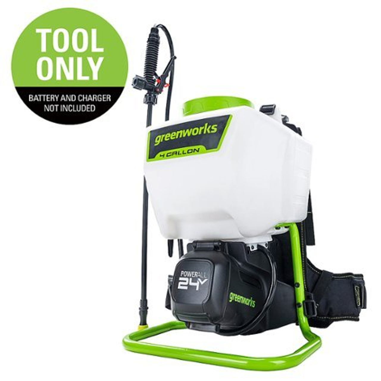 Greenworks - 24 Volt Backpack Sprayer with (1) 2 Ah Battery and Charger - Green