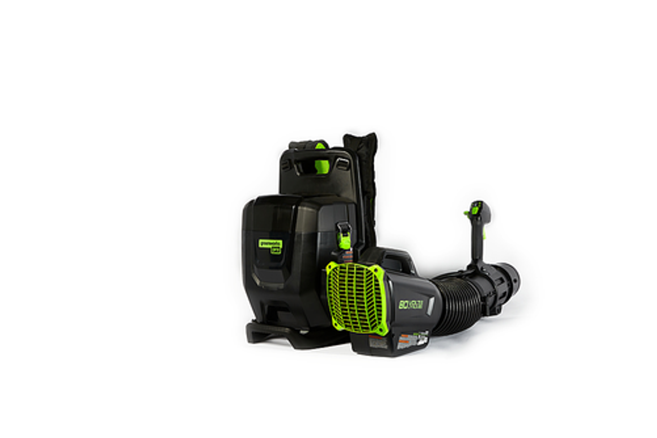 Greenworks - 80v Dual Port Backpack Blower with (2) 4 Ah Batteries and Rapid Charger - Green