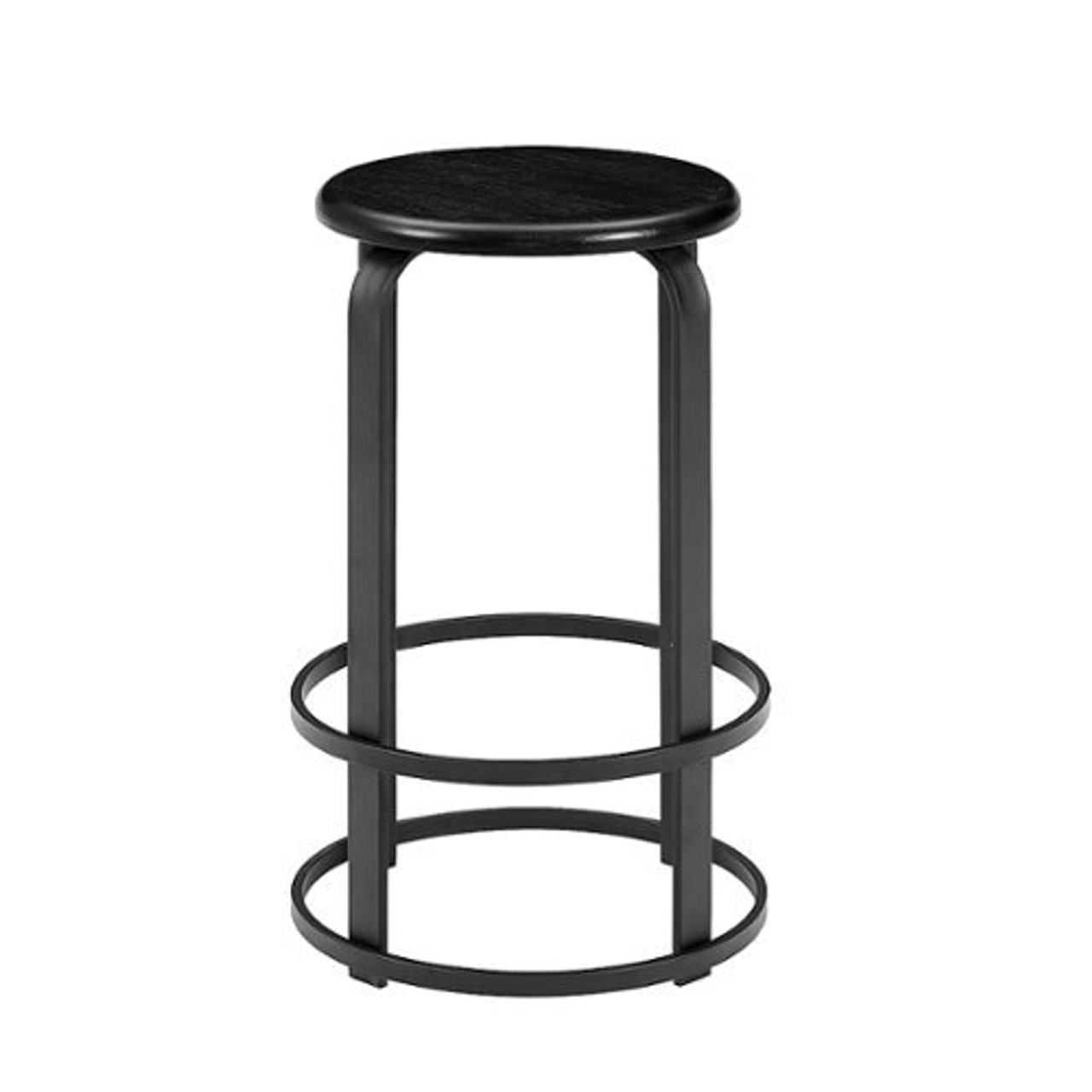 Walker Edison - Modern Industrial Round Kitchen Stool - Black