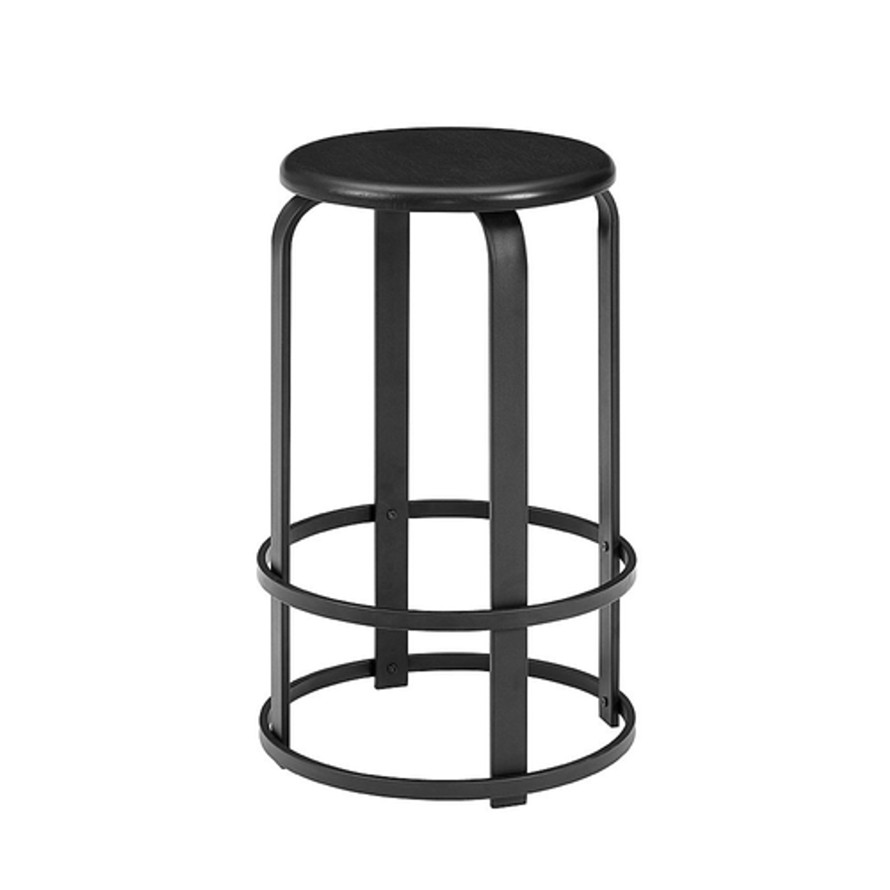 Walker Edison - Modern Industrial Round Kitchen Stool - Black