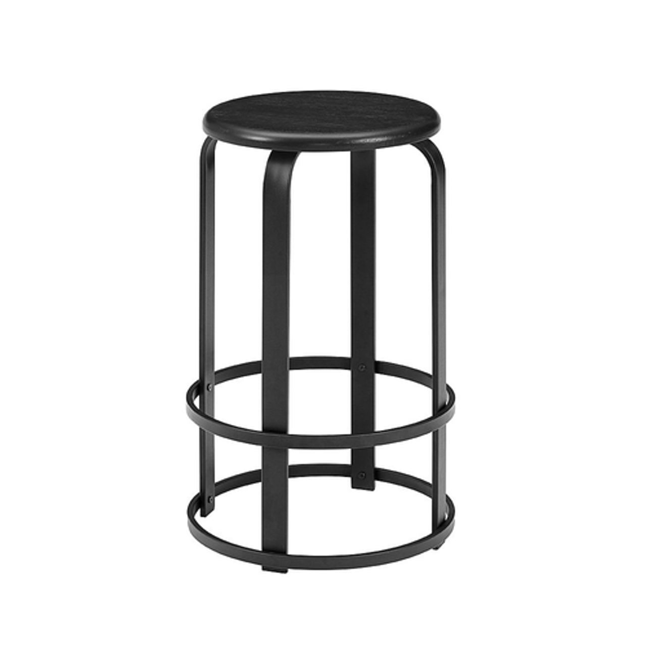 Walker Edison - Modern Industrial Round Kitchen Stool - Black