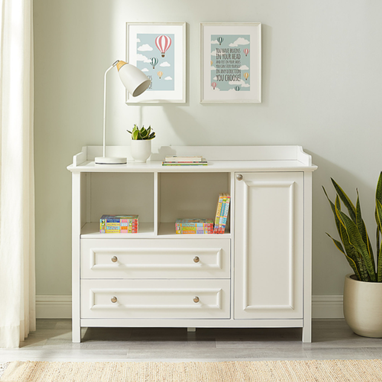 Walker Edison - Transitional 1-Cabinet 2-Drawer Children’s Dresser - Solid White