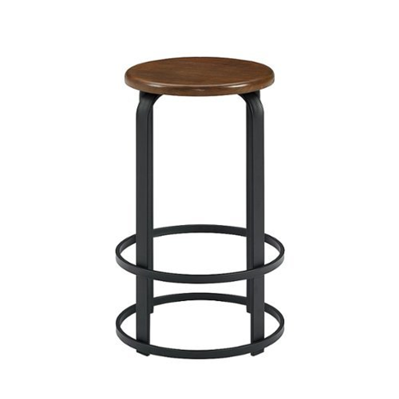 Walker Edison - Modern Industrial Round Kitchen Stool - Dark Coffee