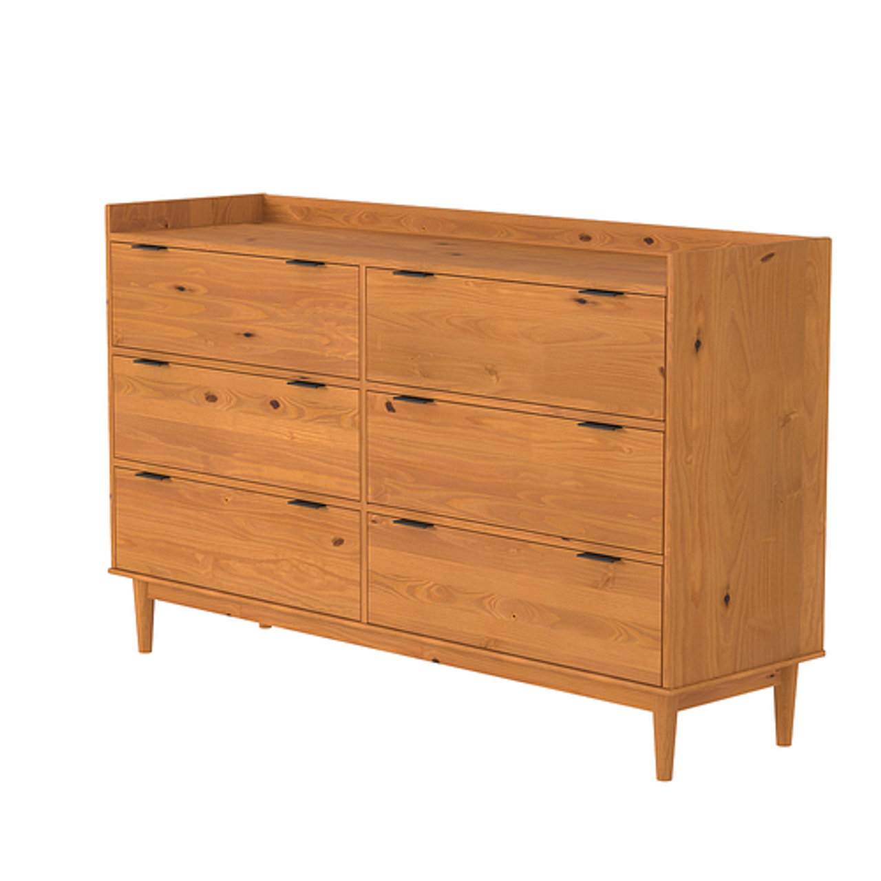 Walker Edison - Modern Minimalist 6-Drawer Solid Wood Dresser - Caramel