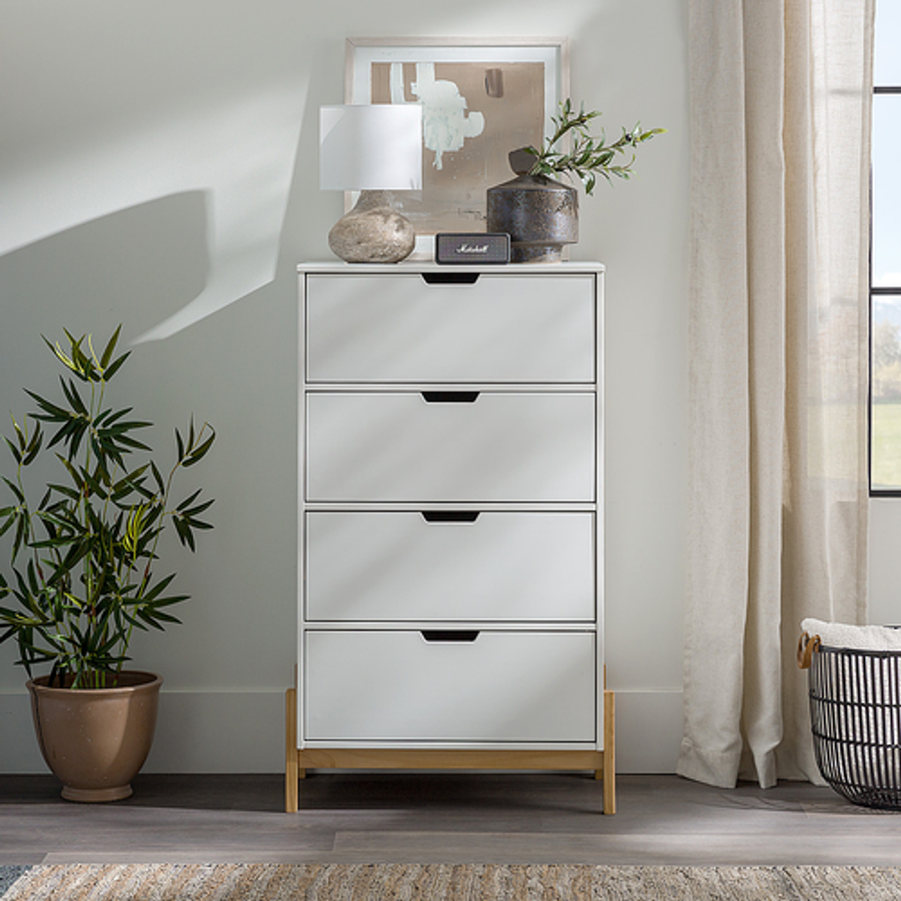 Walker Edison - Scandi Minimalist 4-Drawer Chest - White