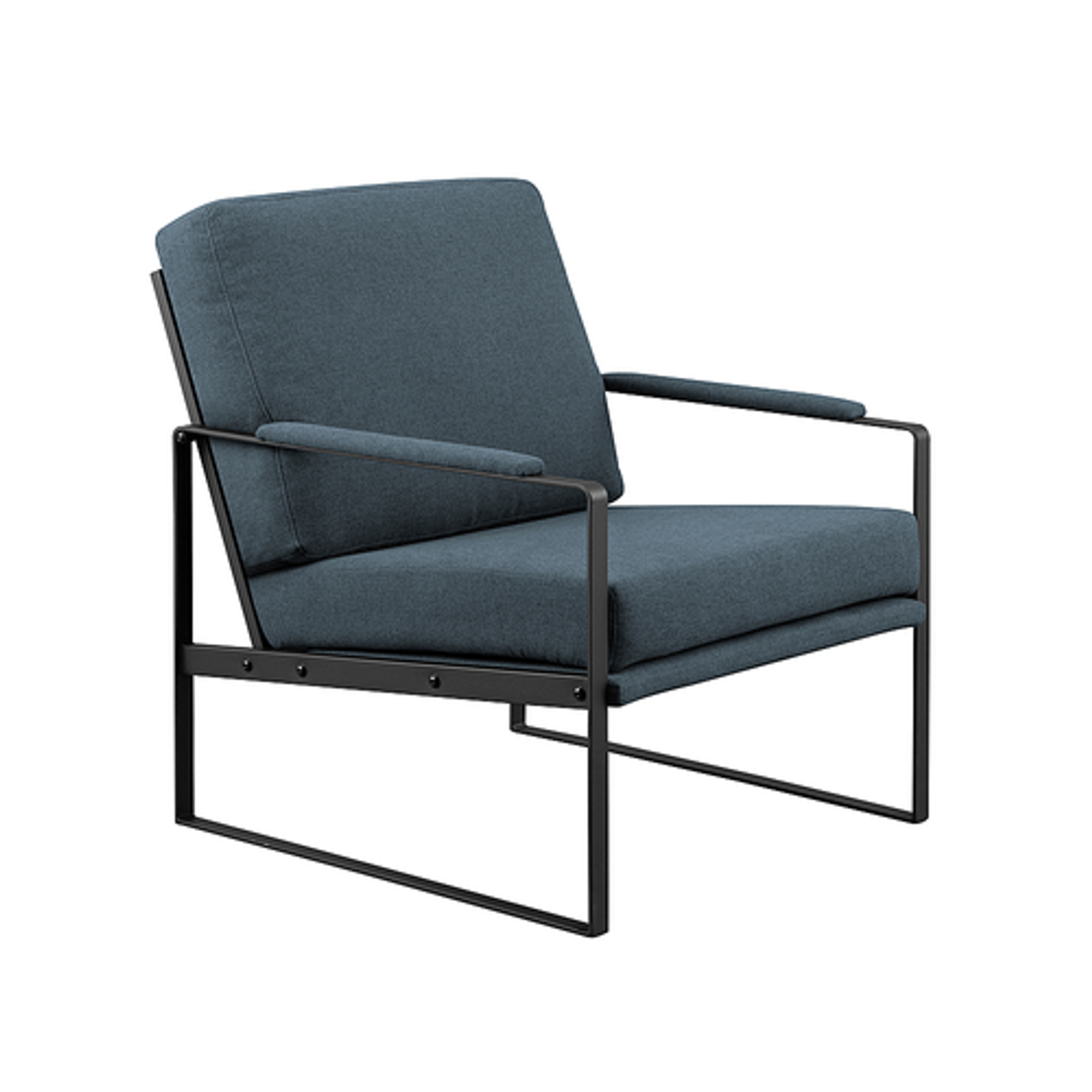 Walker Edison - Modern Metal-Arm Accent Chair - Indigo Blue