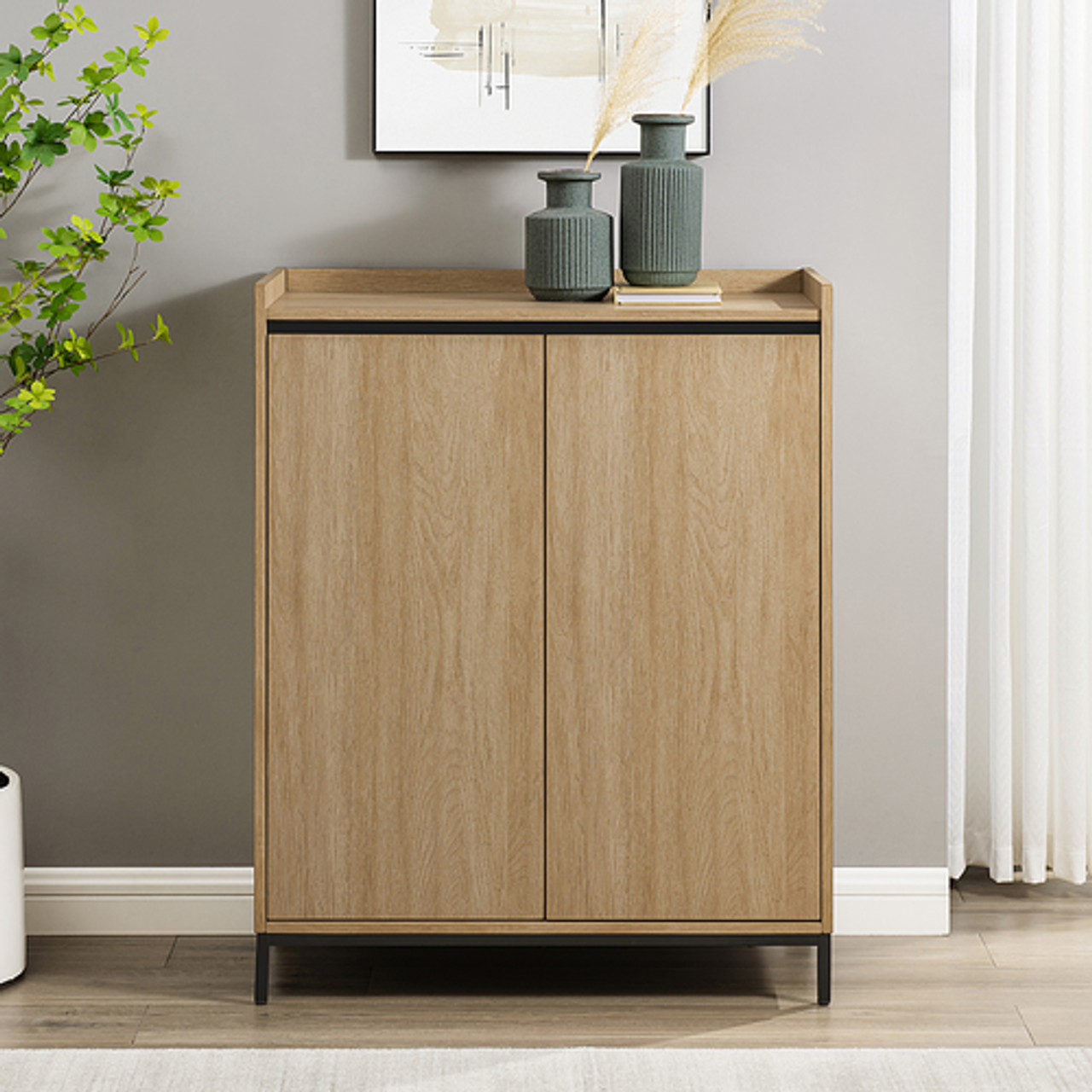 Walker Edison - Contemporary Accent Cabinet - Coastal Oak