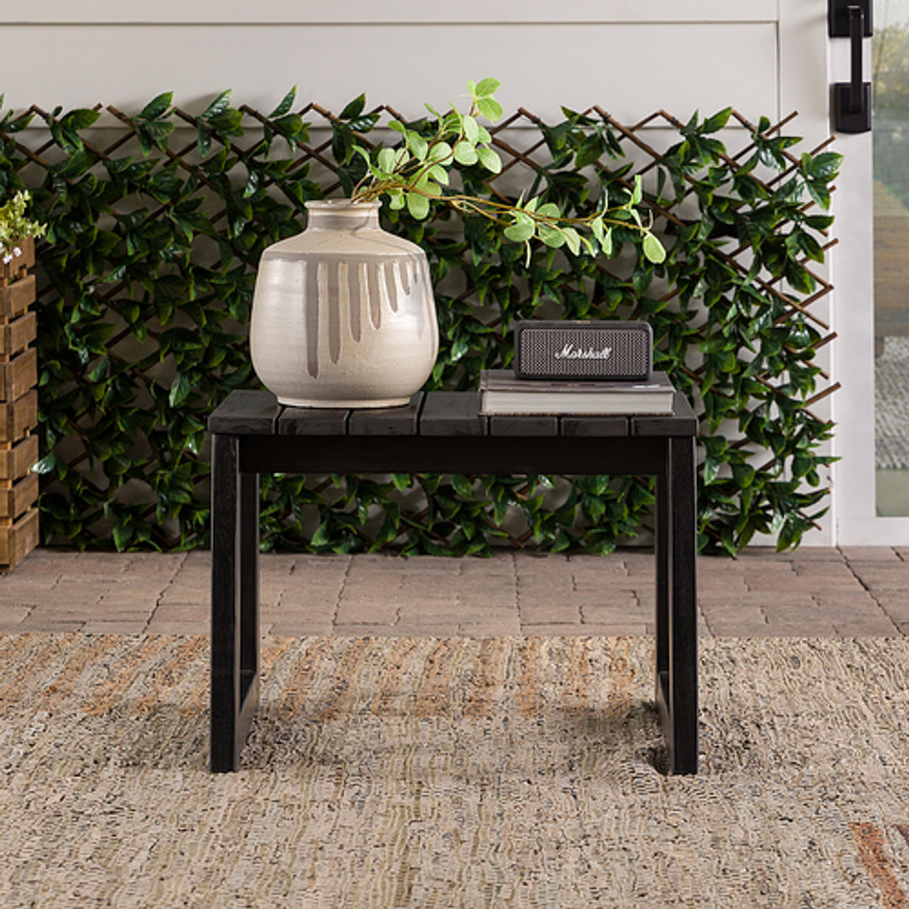 Walker Edison - Modern Solid Wood Outdoor Side Table - Black Wash