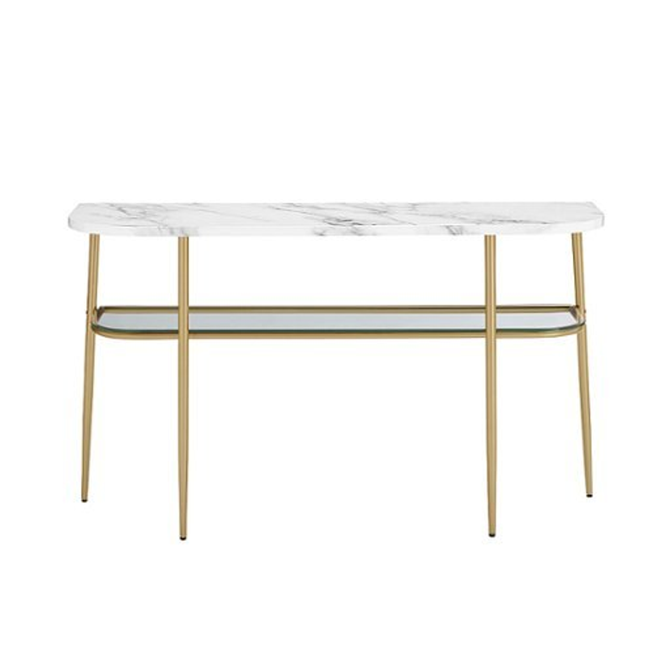 Walker Edison - Glam Mixed-Material Entry Table - Calacatta Marble