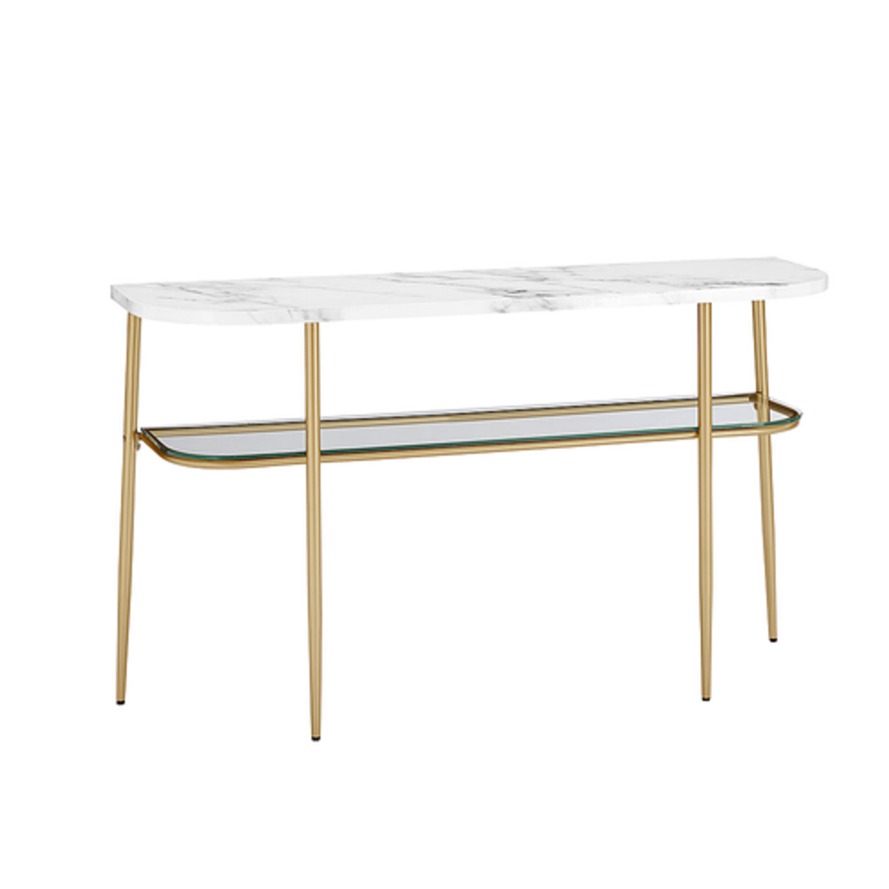 Walker Edison - Glam Mixed-Material Entry Table - Calacatta Marble