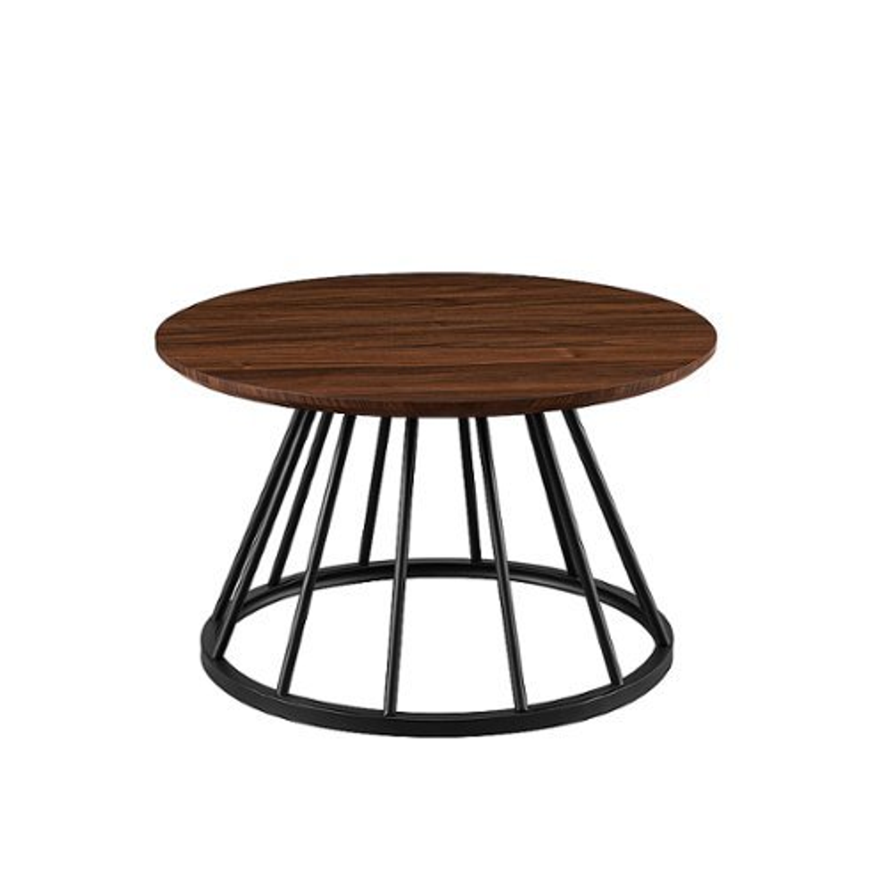 Walker Edison - Modern Round Cage-Leg Coffee Table - Dark Walnut