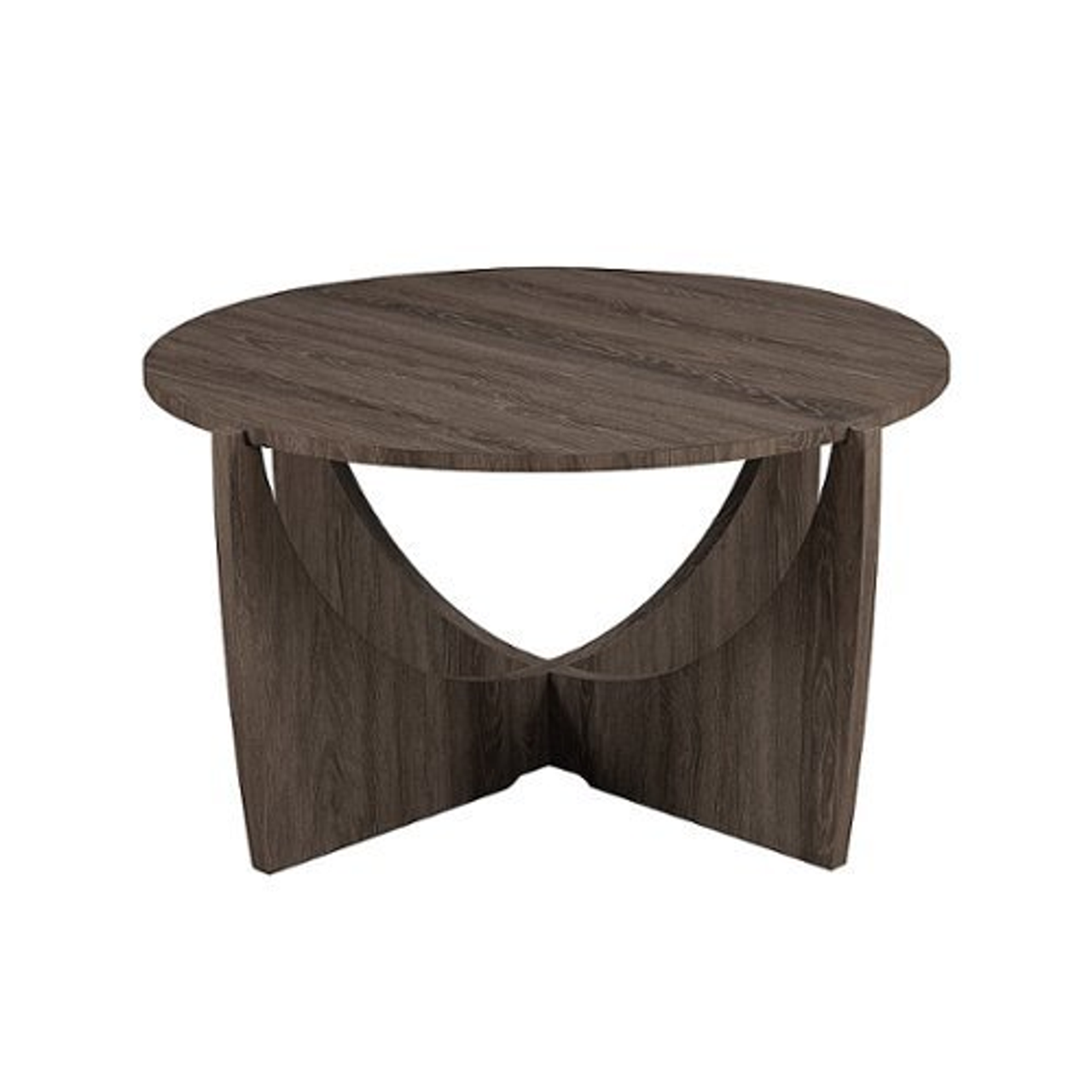 Walker Edison - Contemporary Arch-Base Round Coffee Table - Cerused Ash