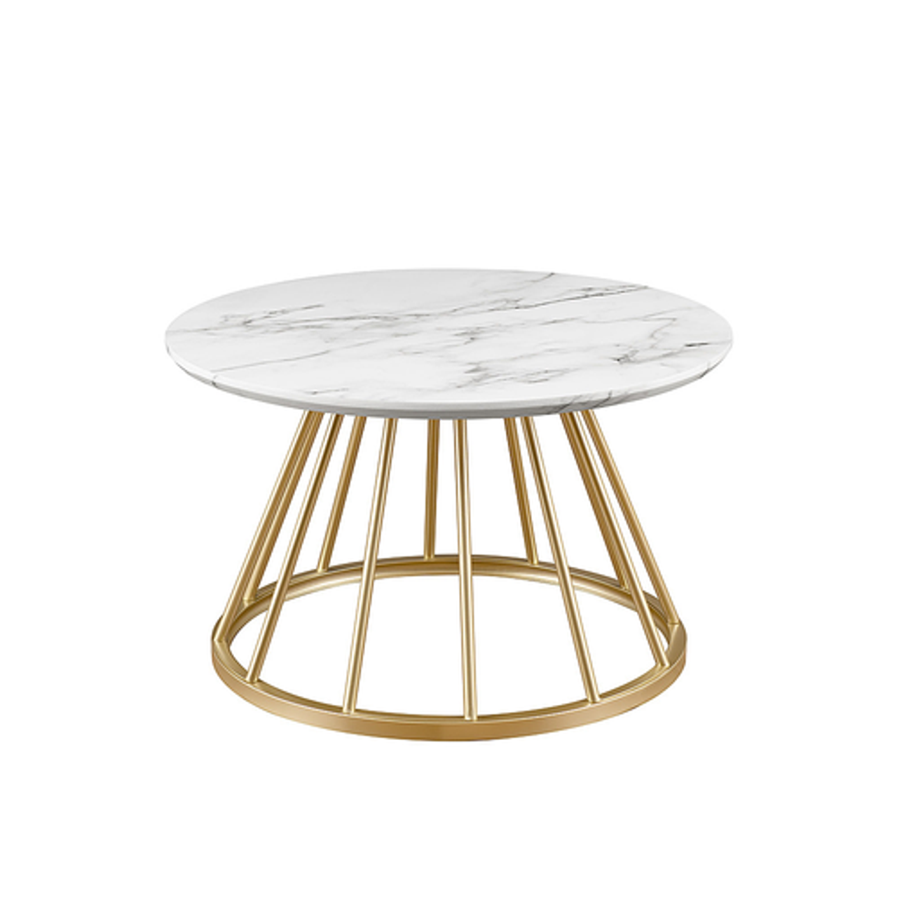 Walker Edison - Modern Cage-Base Coffee Table - Faux White Marble