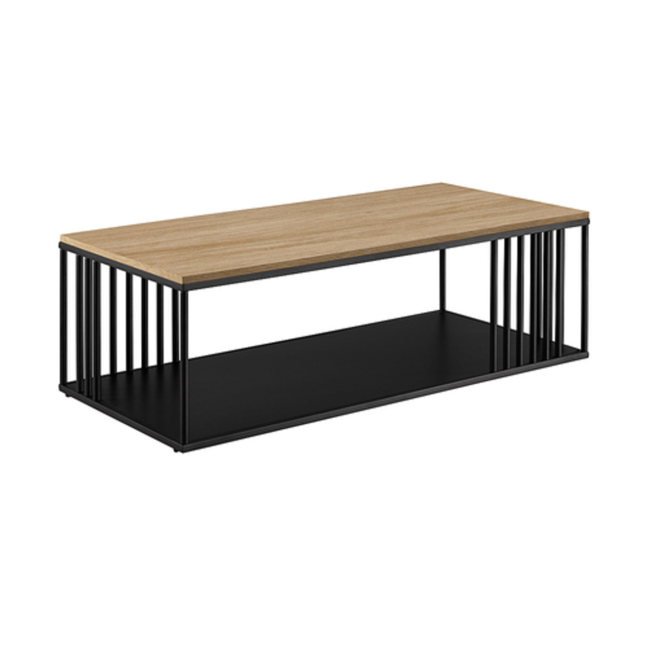 Walker Edison - Minimalist Slatted Open-Storage Coffee Table - Coastal Oak