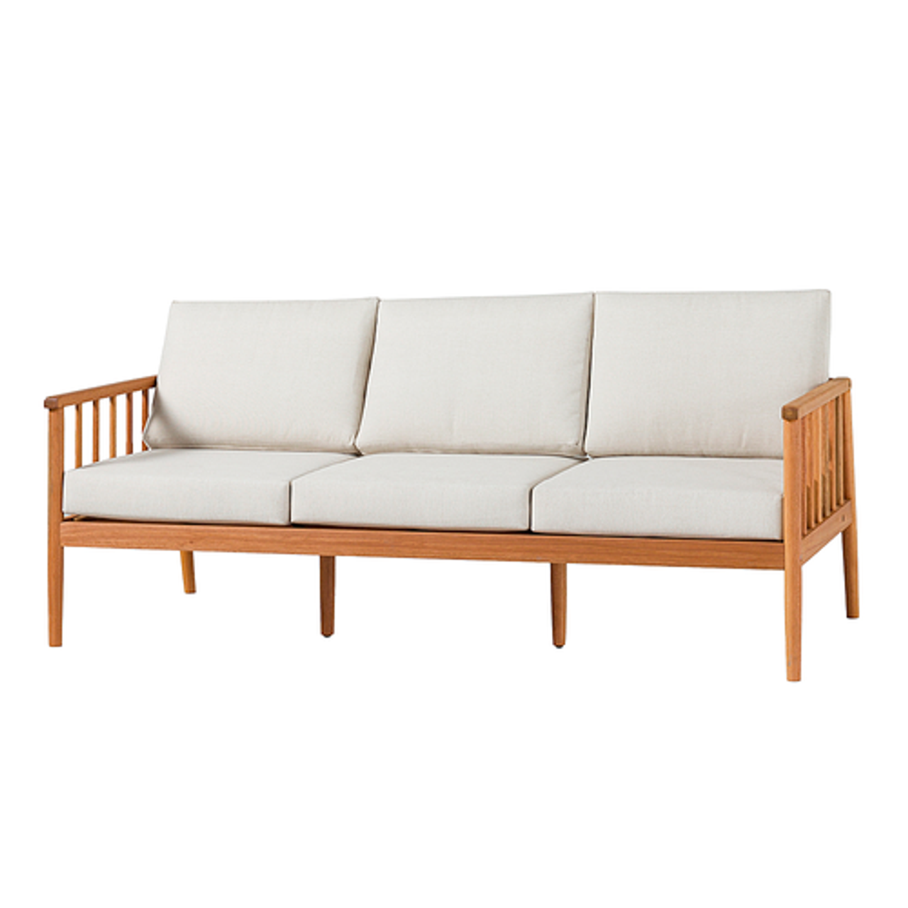Walker Edison - Modern Solid Wood Spindle-Style Outdoor Triple Loveseat - Natural