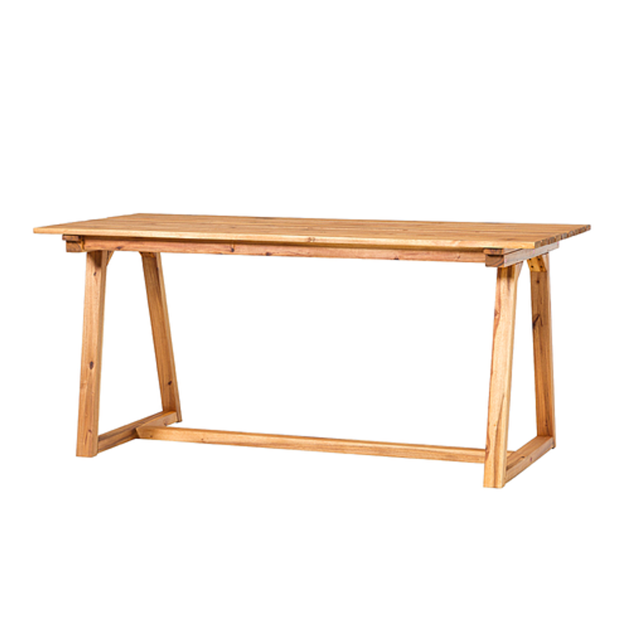 Walker Edison - Modern Solid Wood Slatted Outdoor Dining Table - Natural