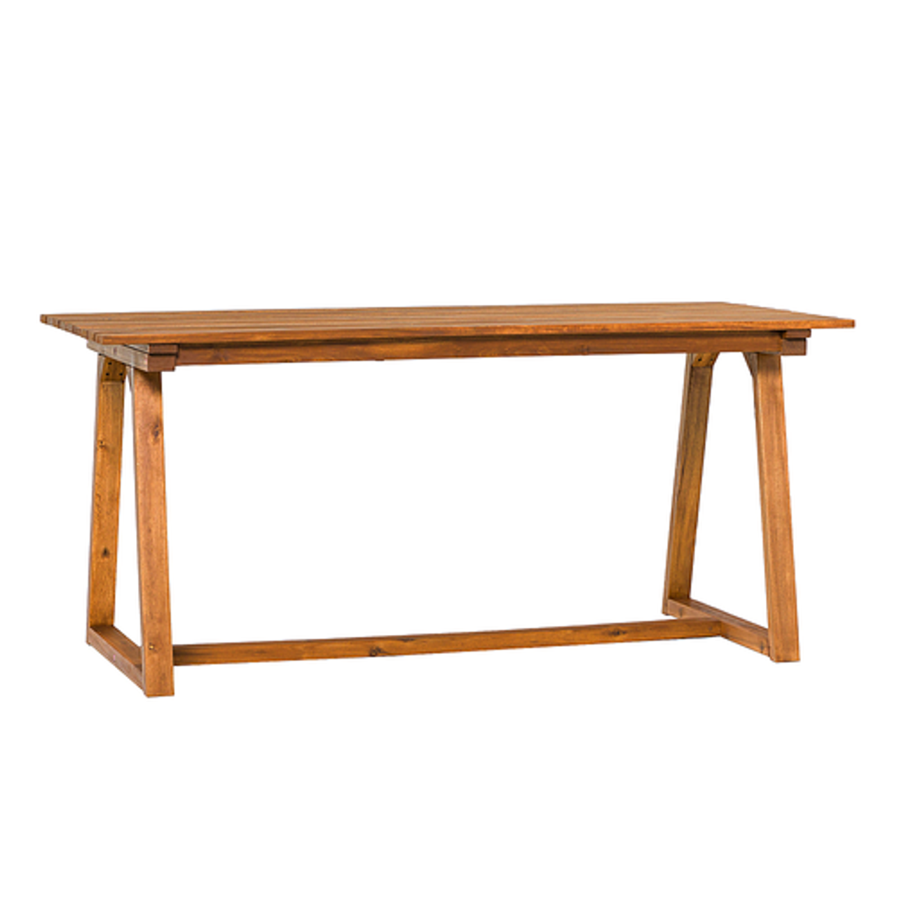 Walker Edison - Modern Solid Wood Slatted Outdoor Dining Table - Brown