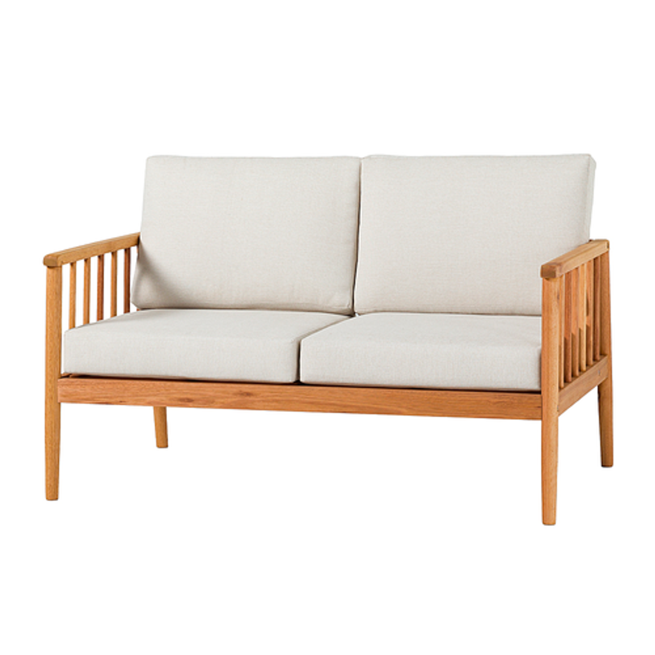 Walker Edison - Modern Solid Wood Spindle-Style Outdoor Loveseat - Natural