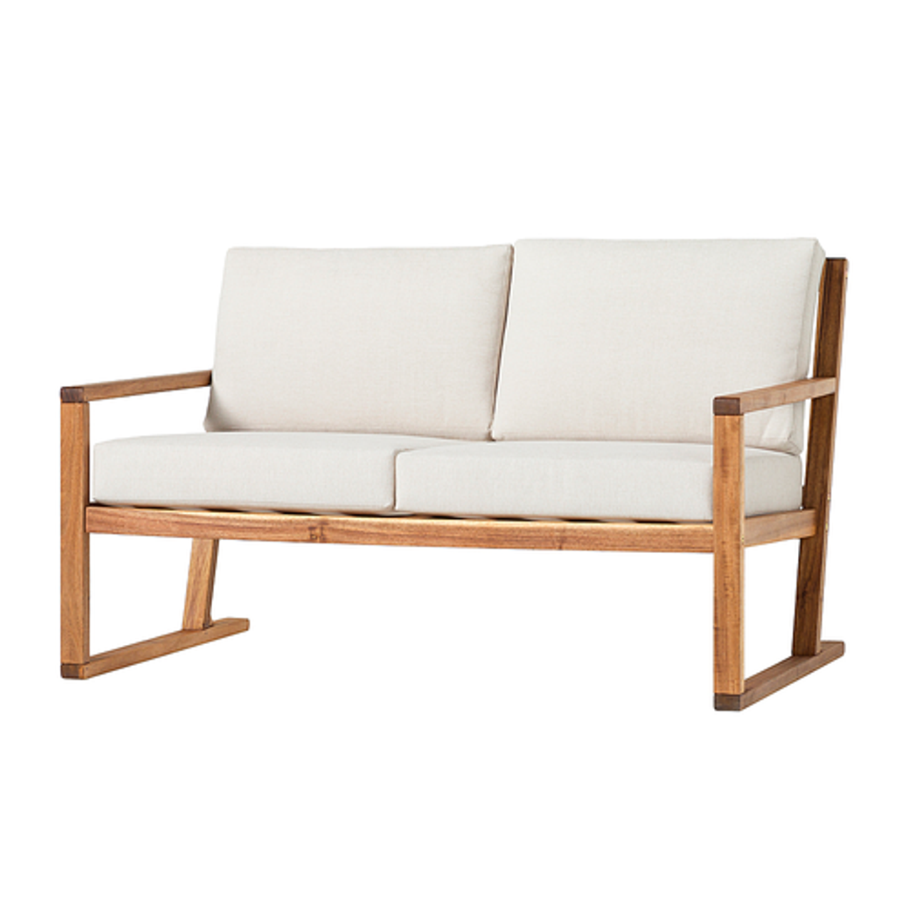 Walker Edison - Modern Solid Wood Slatted Outdoor Loveseat - Natural