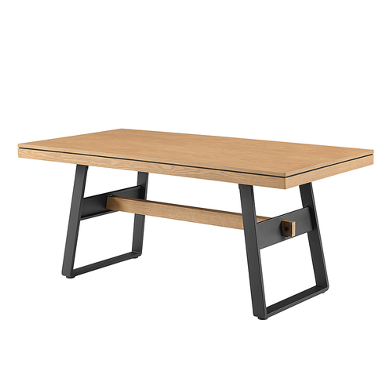 Walker Edison - Industrial Metal and Wood Dining Table - Light Oak