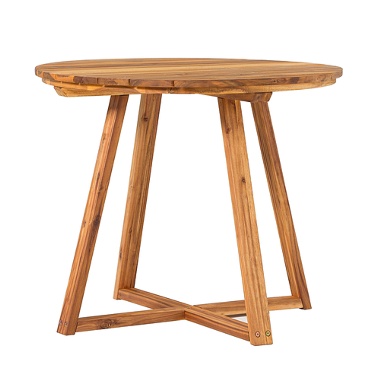 Walker Edison - Modern Solid Acacia Wood Round Outdoor Dining Table - Natural