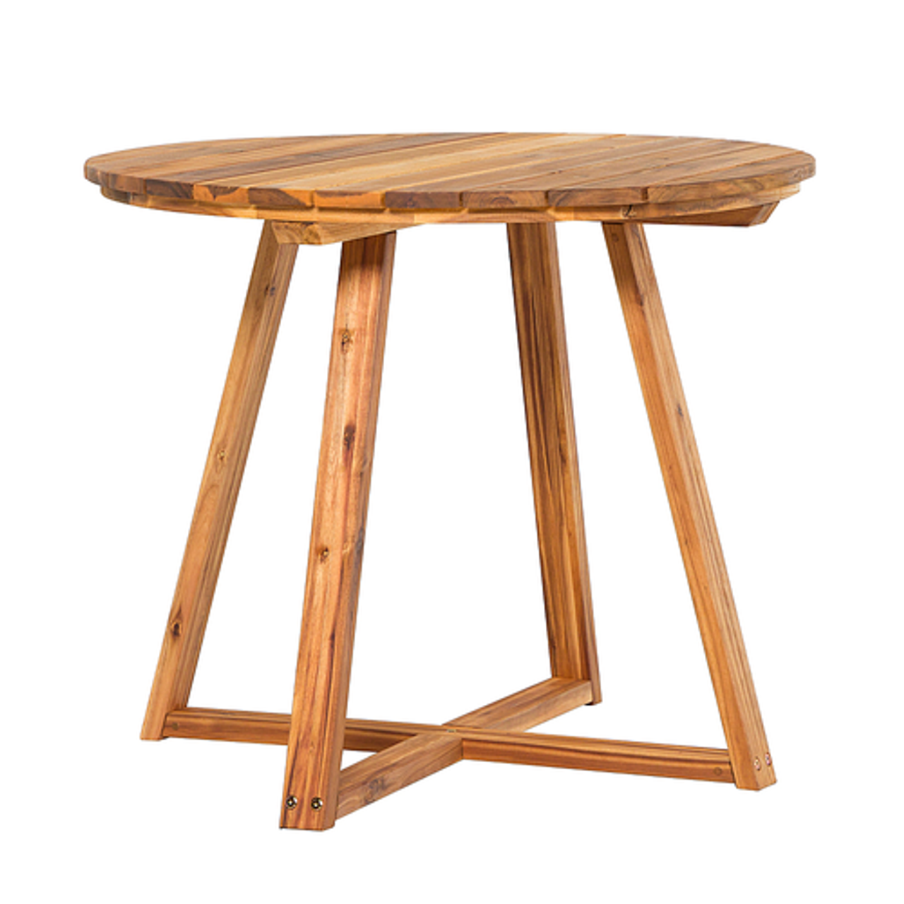 Walker Edison - Modern Solid Acacia Wood Round Outdoor Dining Table - Natural