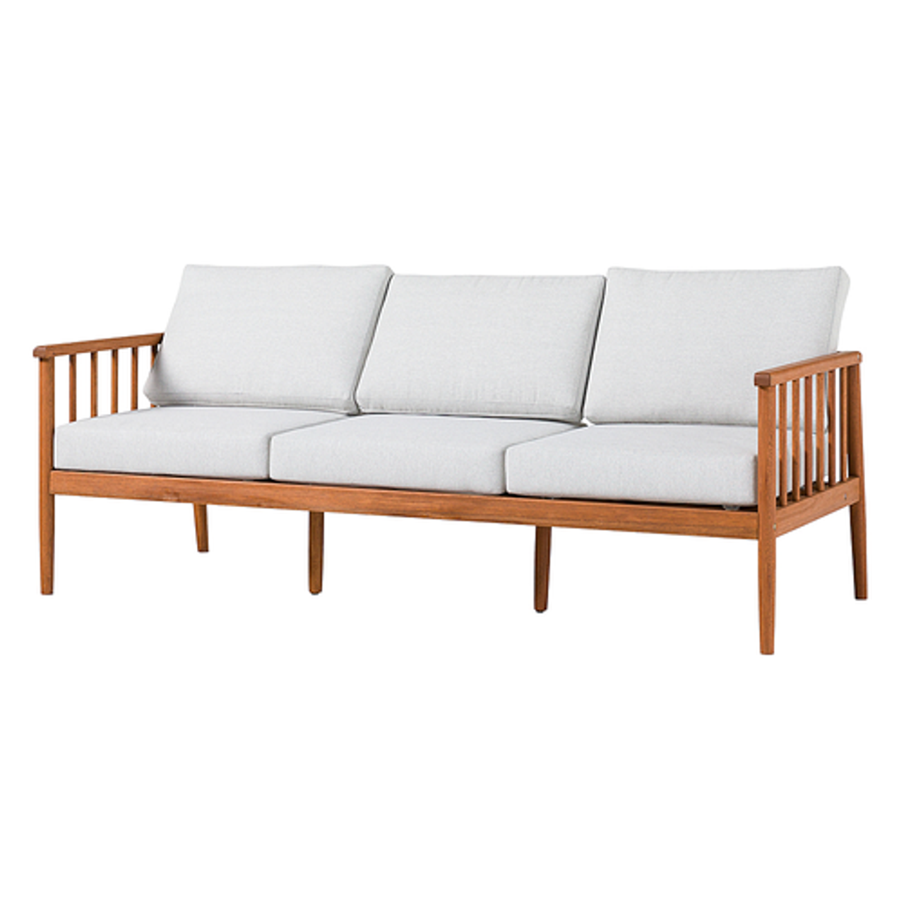 Walker Edison - Modern Solid Wood Spindle-Style Outdoor Triple Loveseat - Brown