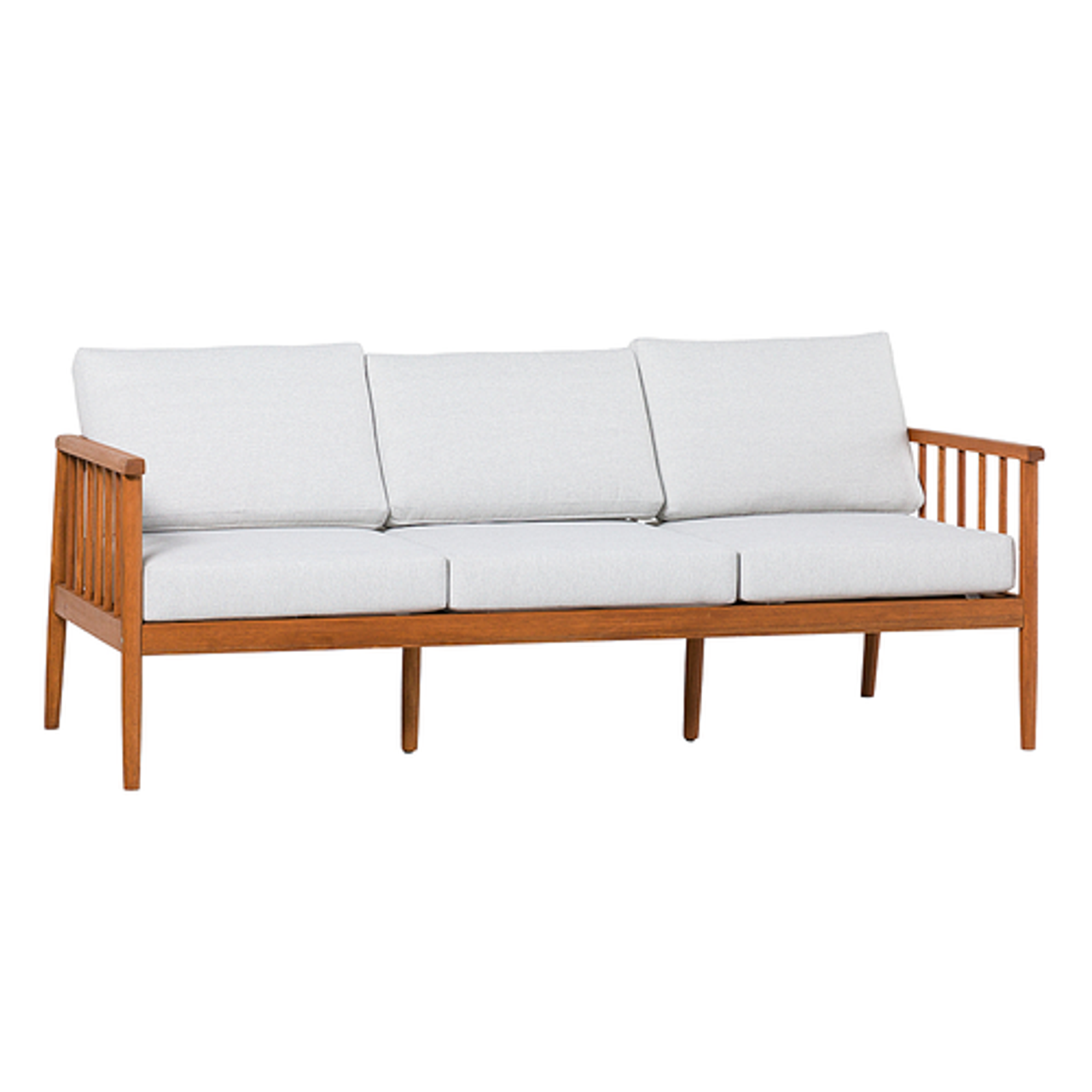 Walker Edison - Modern Solid Wood Spindle-Style Outdoor Triple Loveseat - Brown