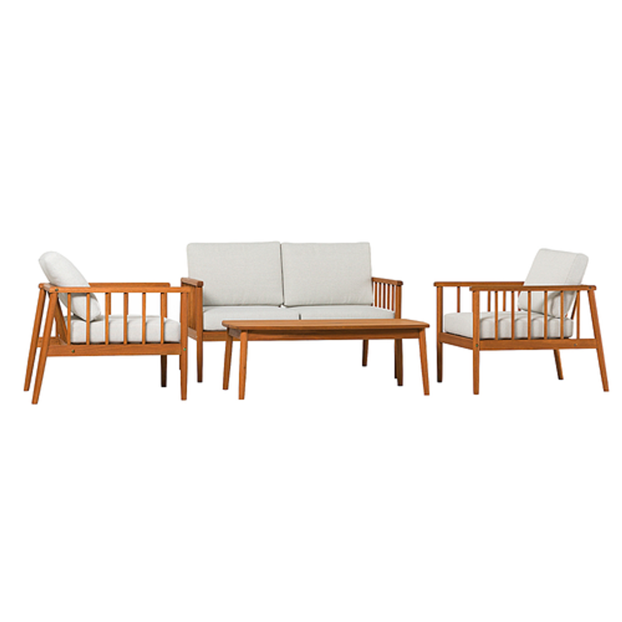 Walker Edison - Modern 4-Piece Eucalyptus Patio Chat Set - Brown