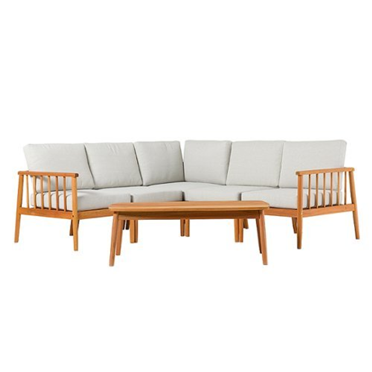 Walker Edison - Modern 4-Piece Outdoor Sectional Chat Set - Natural