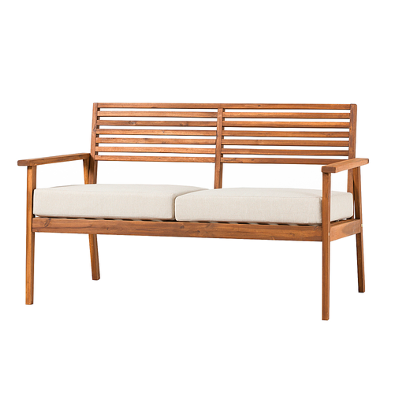 Walker Edison - Modern Acacia Wood Outdoor Loveseat - Brown