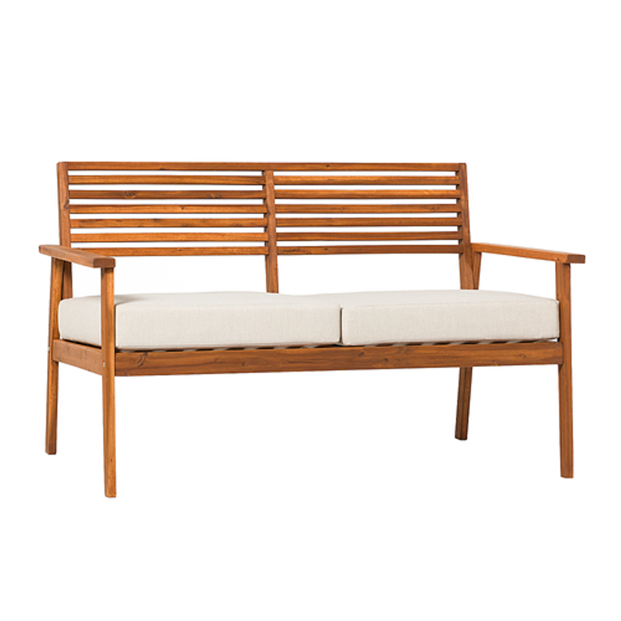 Walker Edison - Modern Acacia Wood Outdoor Loveseat - Brown