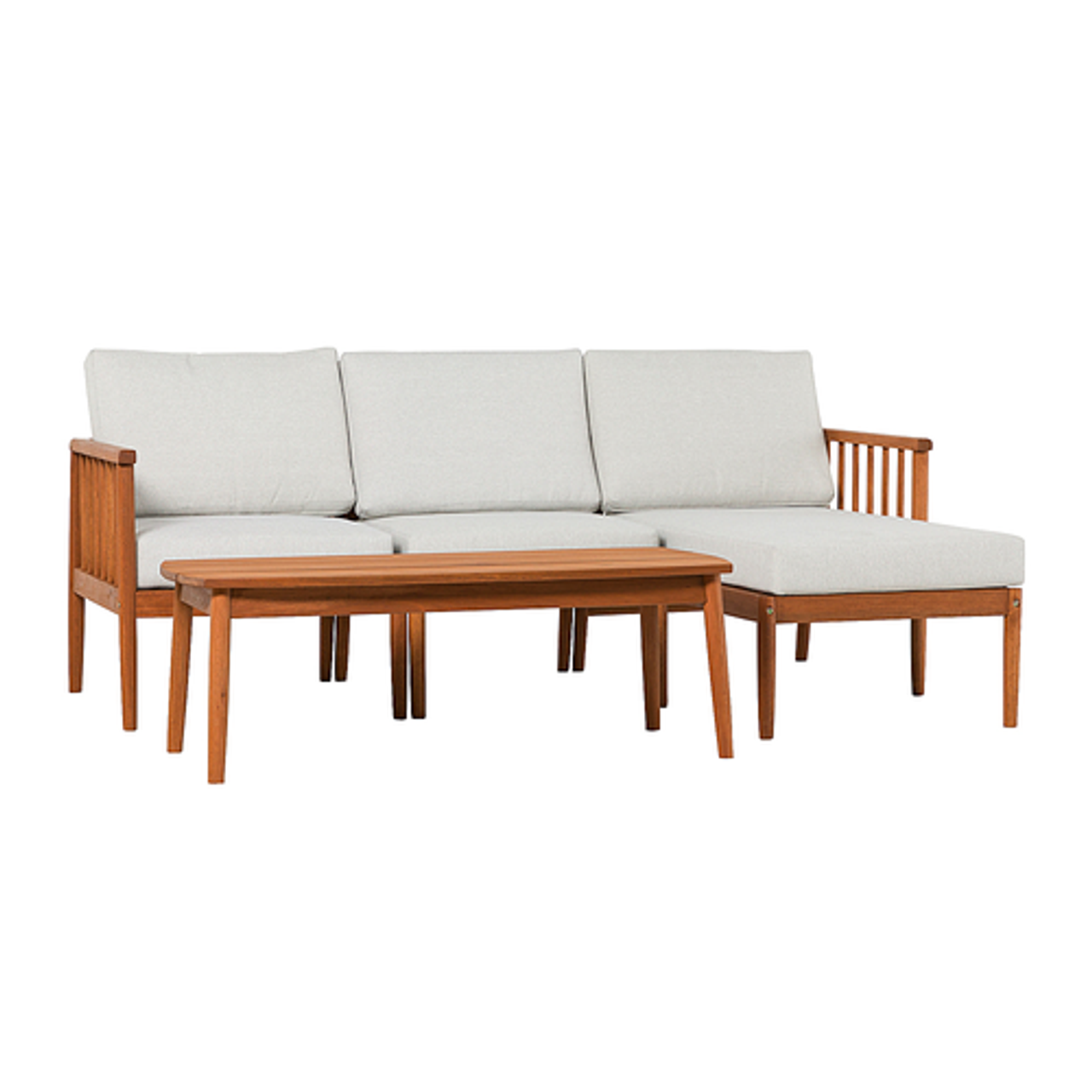 Walker Edison - Modern 4-Piece Eucalyptus Outdoor Chat Set - Brown