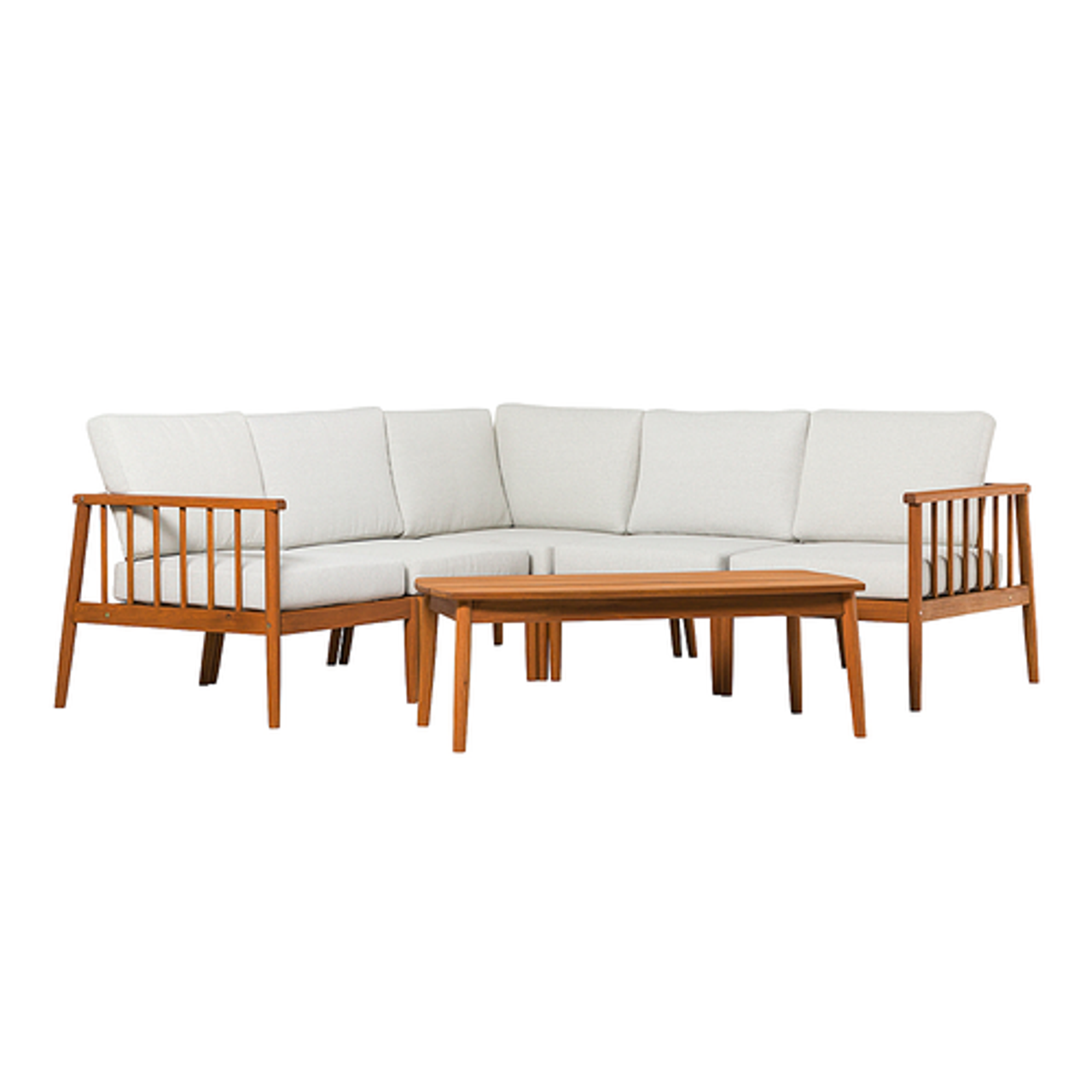 Walker Edison - Modern 4-Piece Outdoor Sectional Chat Set - Brown