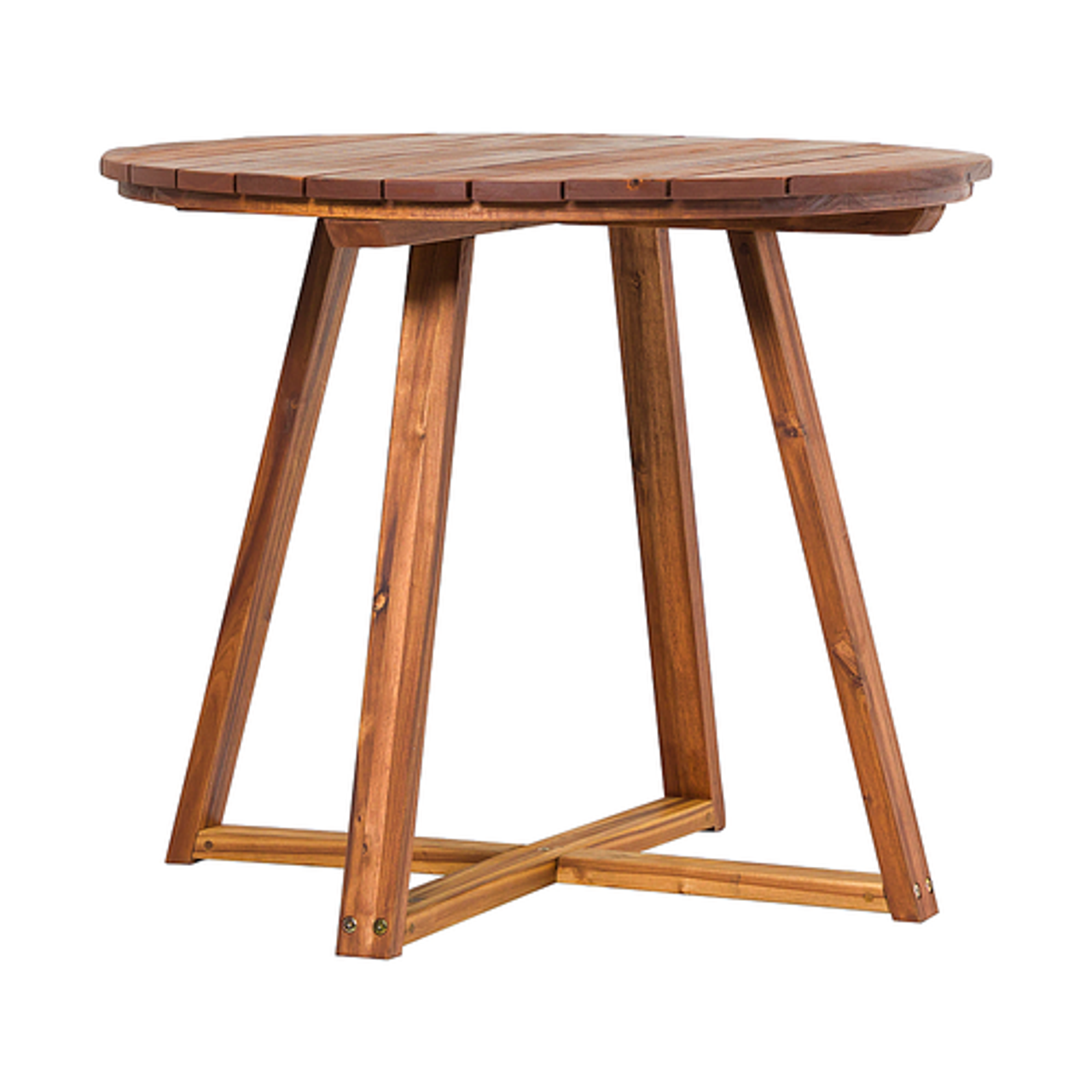 Walker Edison - Modern Solid Acacia Wood Round Outdoor Dining Table - Brown