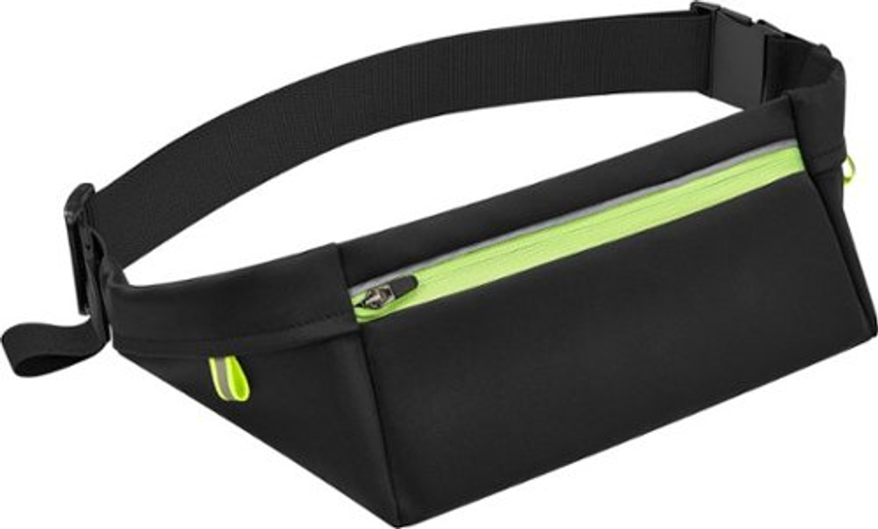 Insignia™ - Running Belt for Phone Screens up to 7" - Black/Neon Green